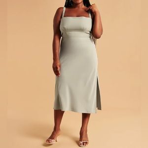Abercrombie Light Green Open Tie-Back Slip Midi Dress